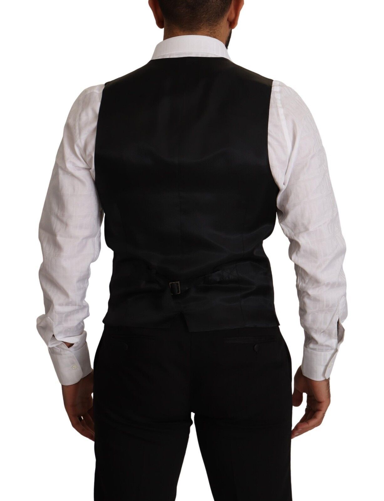Gilet sans manches en laine extensible rayée bleue de Dolce & Gabbana