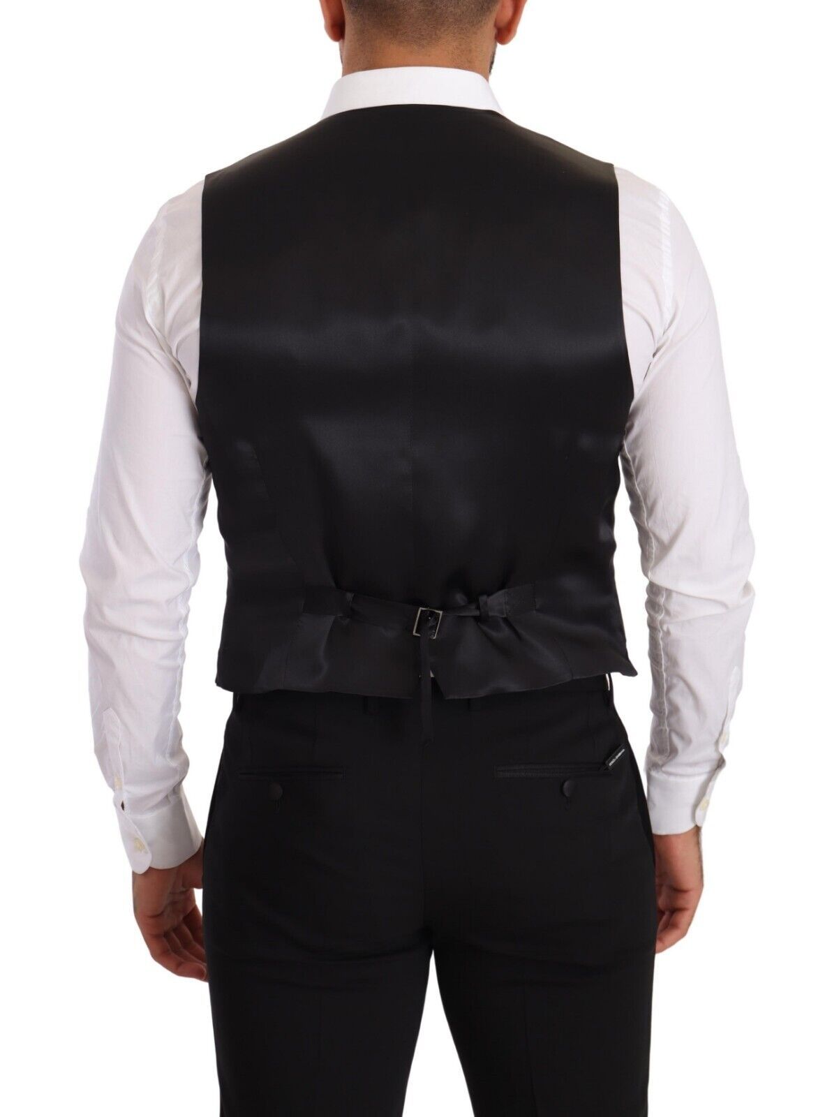 Gilet formel en soie grise, coupe ajustée, Dolce & Gabbana