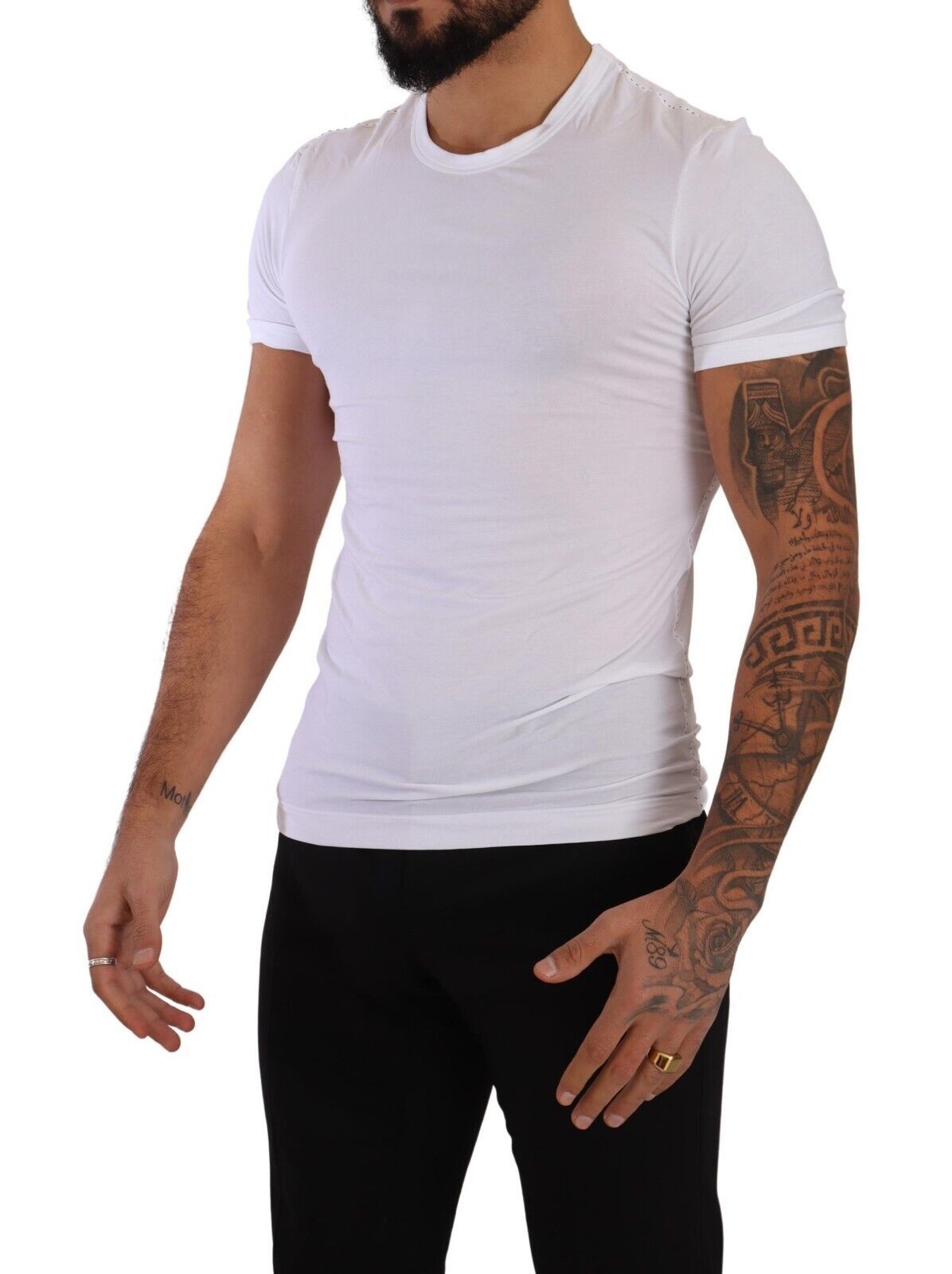 T-shirt en coton extensible blanc à col rond Dolce & Gabbana, sous-vêtements.
