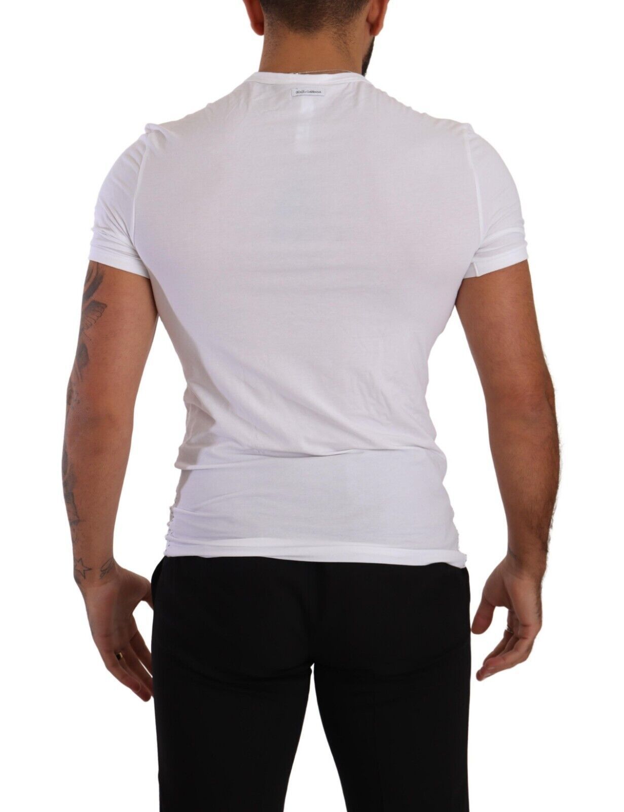 T-shirt en coton extensible blanc à col rond Dolce & Gabbana, sous-vêtements.