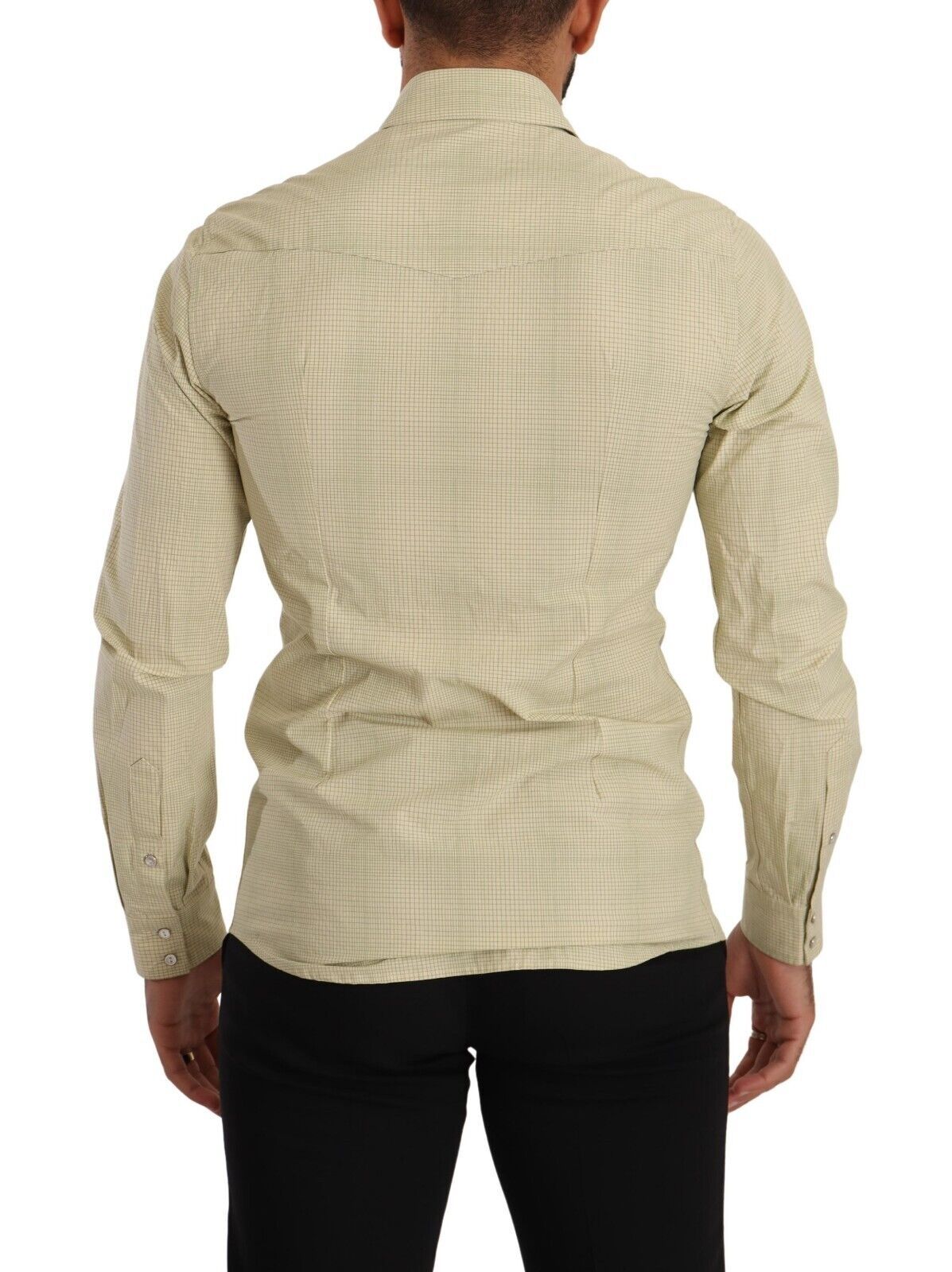 Chemise décontractée à manches courtes en coton SICILIA jaune de Dolce & Gabbana, coupe slim.