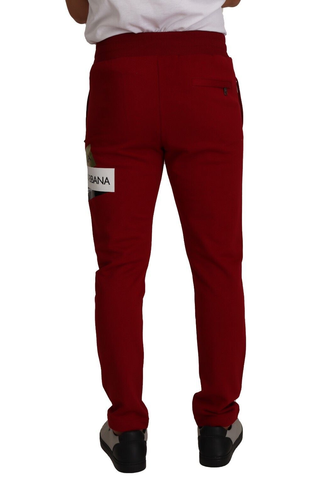Pantalon de jogging en coton rouge avec patch logo Dolce & Gabbana