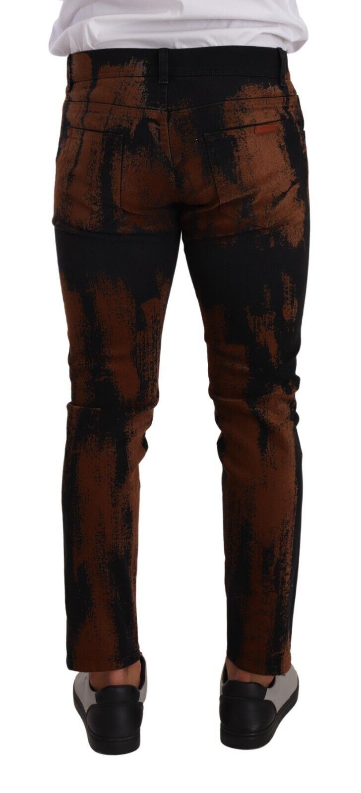 Jeans skinny en coton à effet tie-dye noir et marron de Dolce & Gabbana