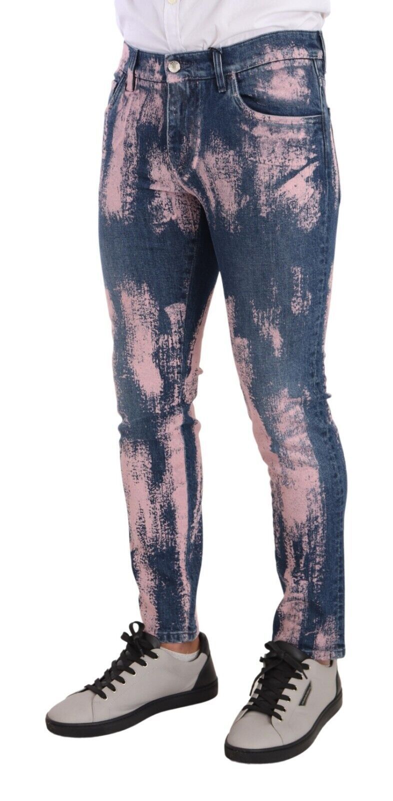 Jeans skinny en coton à effet tie-dye bleu et rose de Dolce & Gabbana