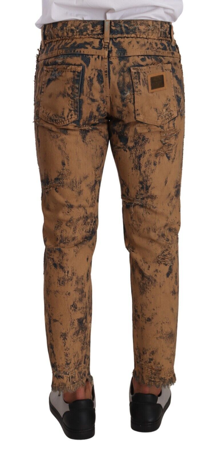 Jeans en coton délavé brun à coupe droite de Dolce & Gabbana
