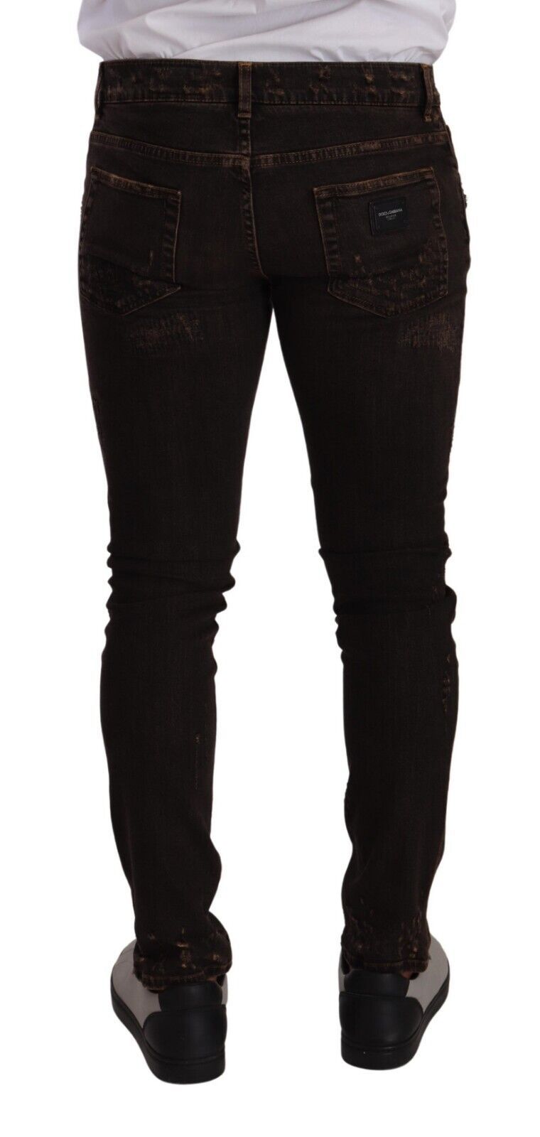 Jeans skinny slim en jean délavé brun de Dolce & Gabbana