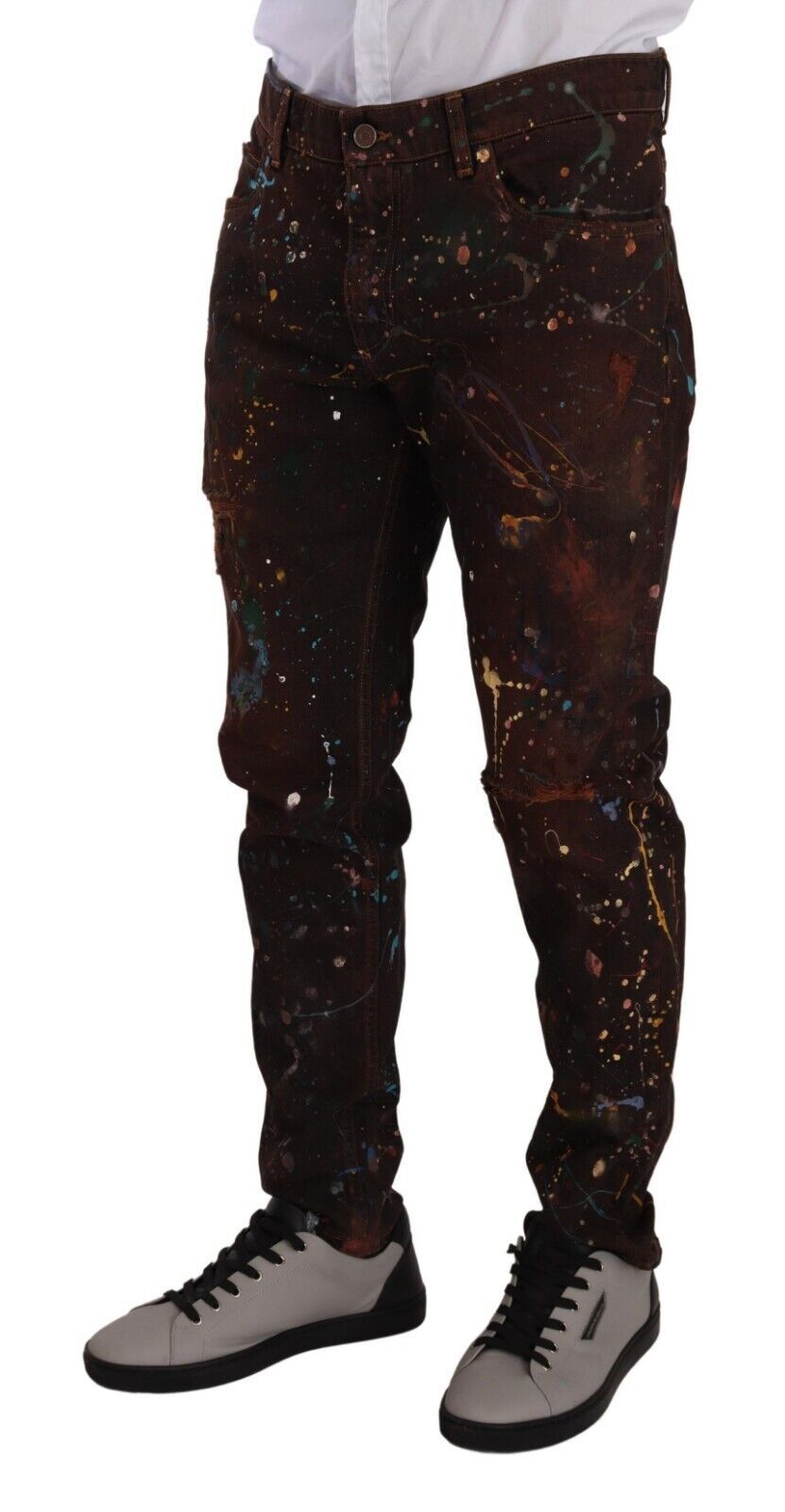 Jeans en coton regular à taches marrons de Dolce & Gabbana