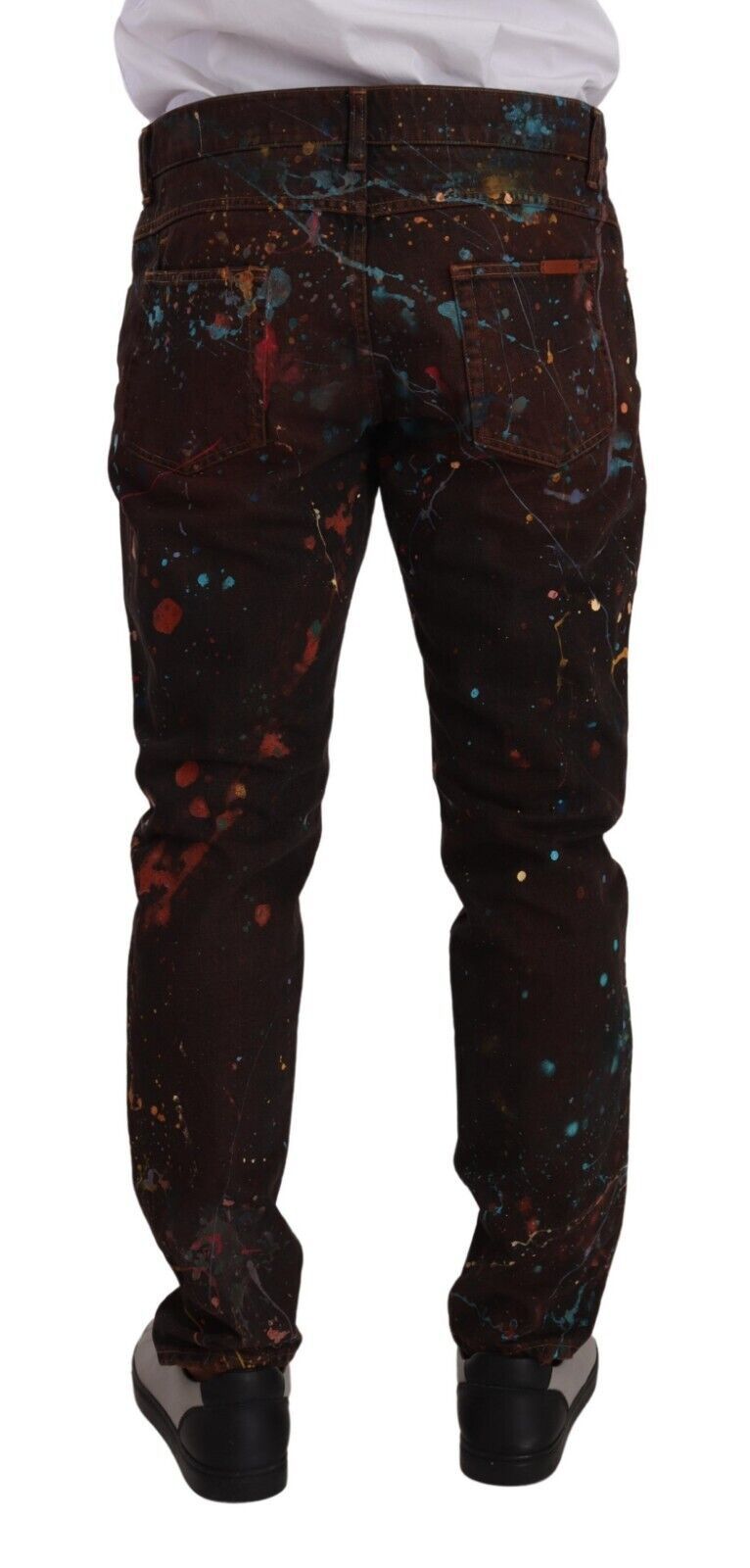Jeans en coton regular à taches marrons de Dolce & Gabbana