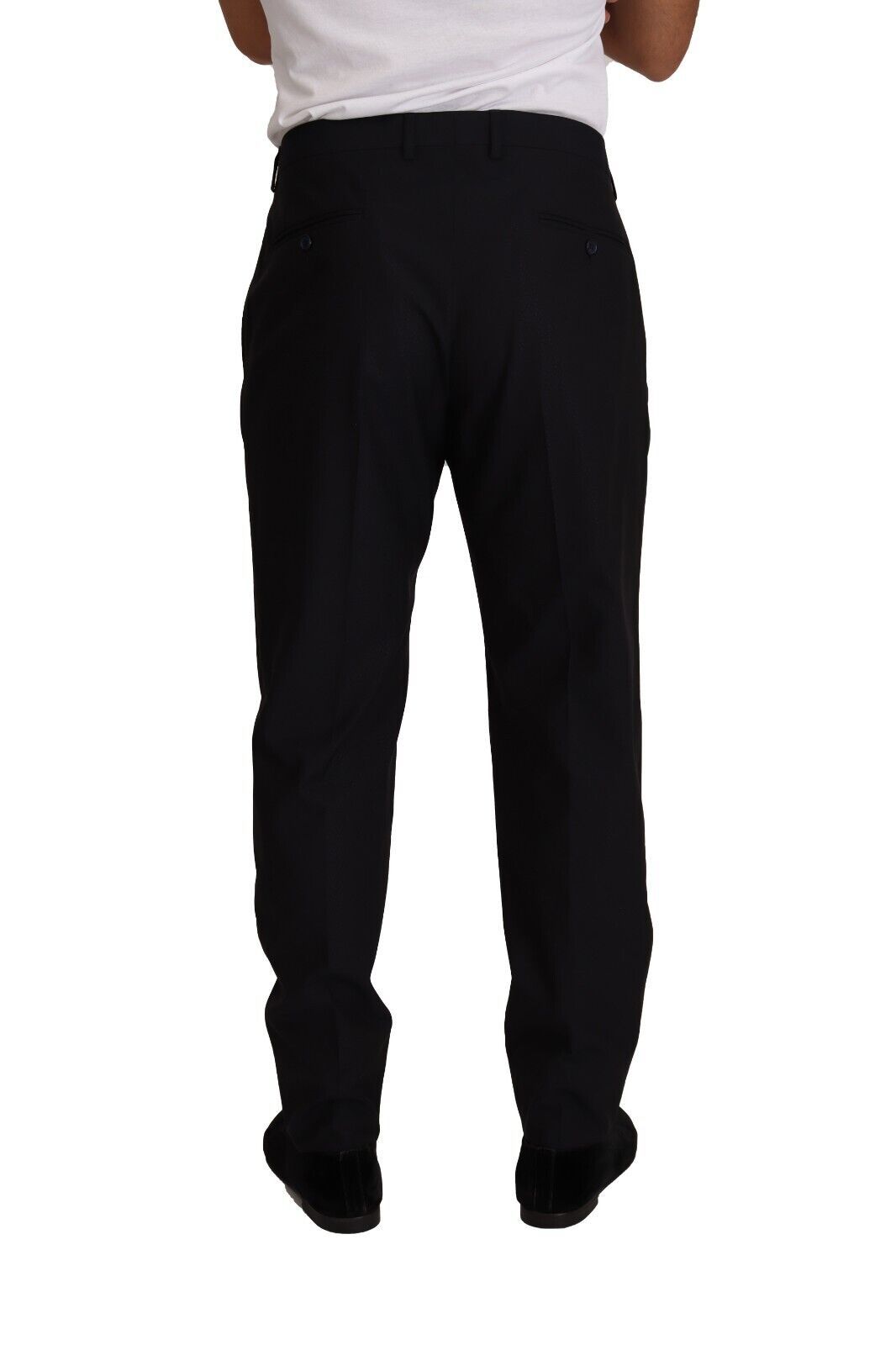 Pantalon-tailleur habillé en laine et soie bleu de Dolce & Gabbana