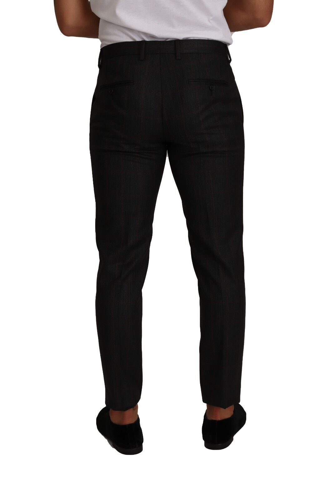 Pantalon-tailleur habillé en laine à carreaux gris de Dolce & Gabbana