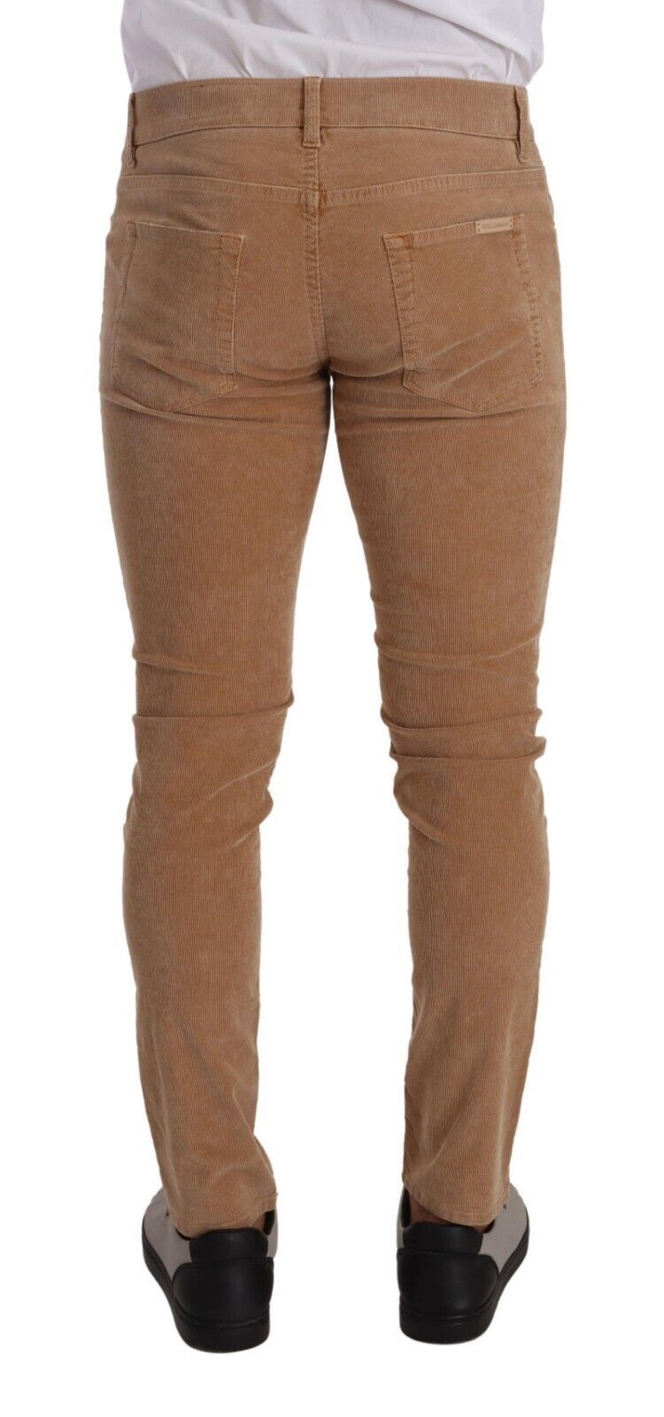 Jeans slim à coupe ajustée en coton cordouroy brun de Dolce & Gabbana