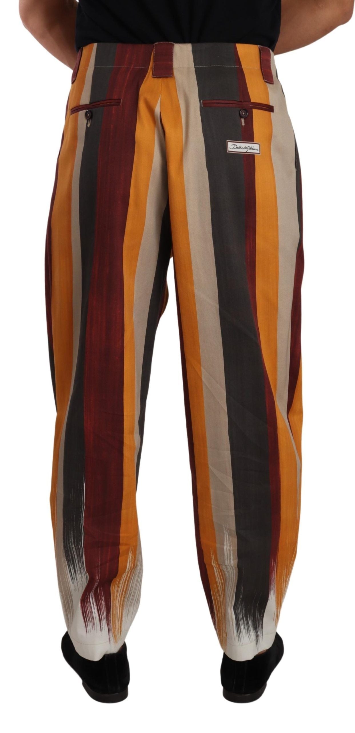 Pantalon taille haute en coton rayé multicolore à coupe évasée de Dolce & Gabbana