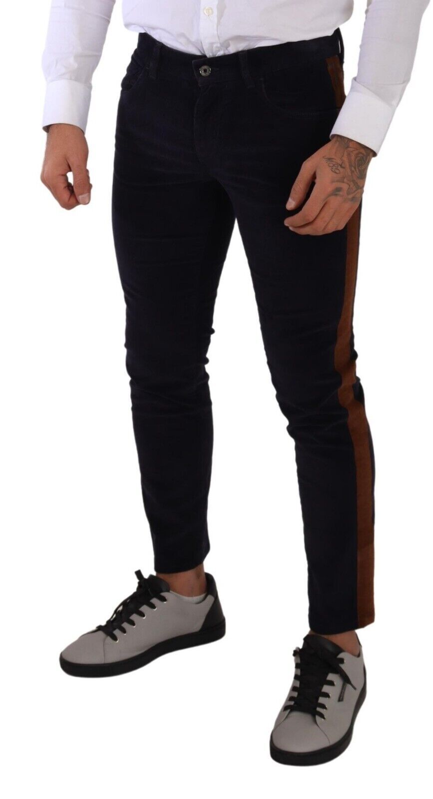 Jeans en sergé de coton bleu extensible et taille ajustée de Dolce & Gabbana