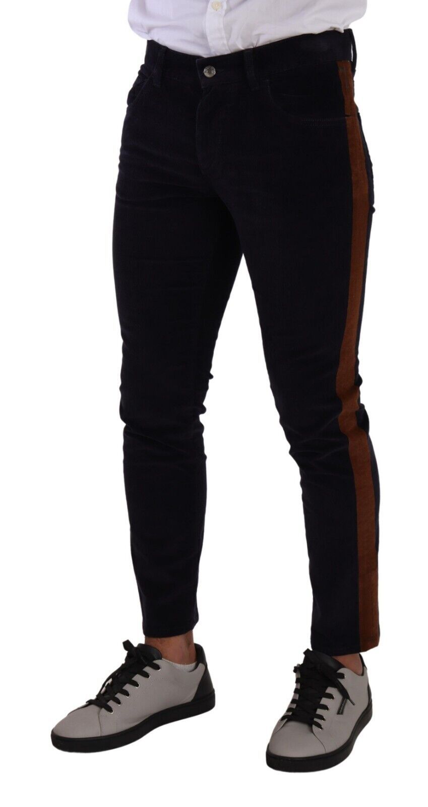 Jeans en sergé de coton bleu extensible et taille ajustée de Dolce & Gabbana