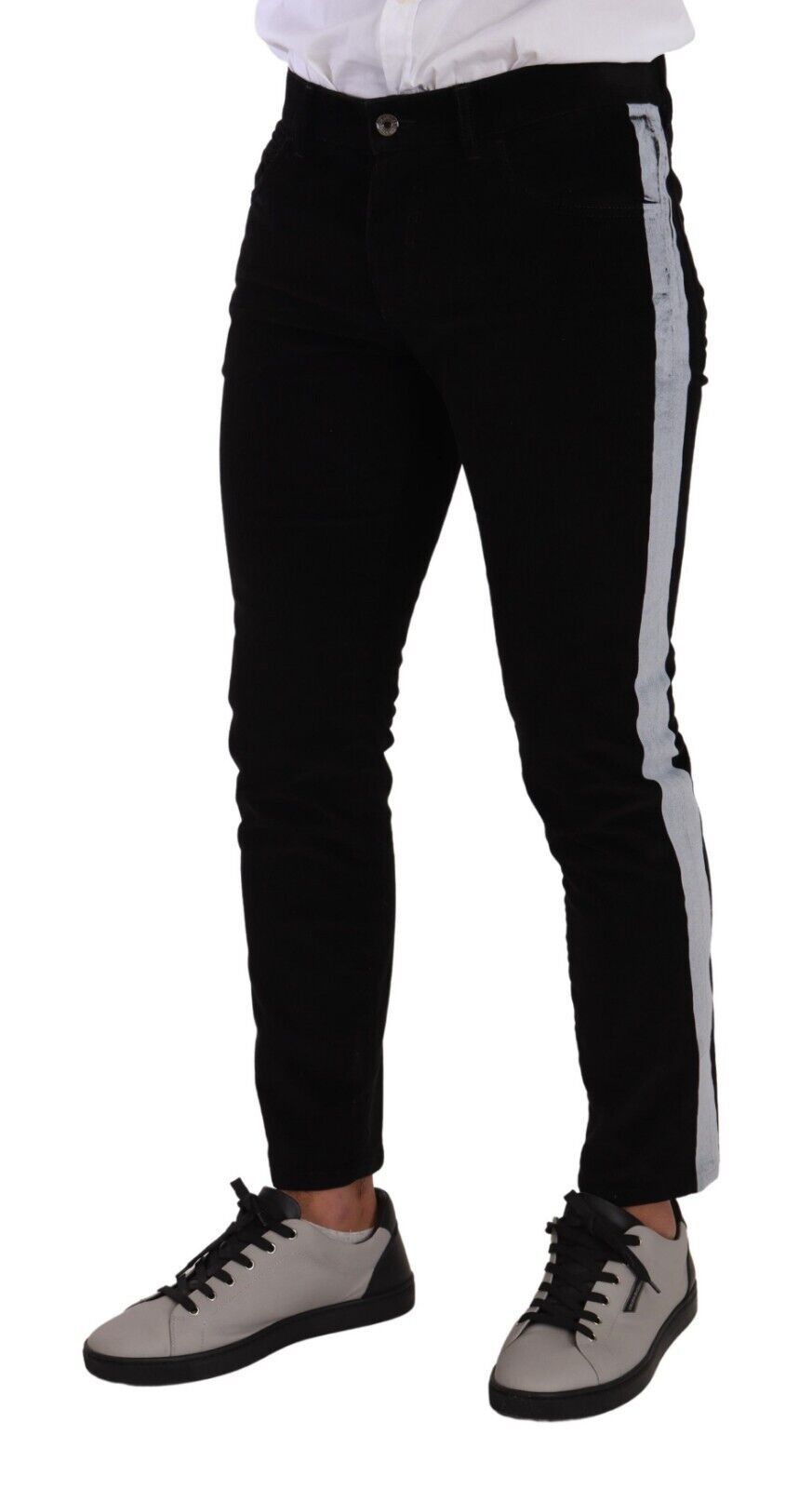 Jeans skinny en corduroy noir en coton extensible de Dolce & Gabbana