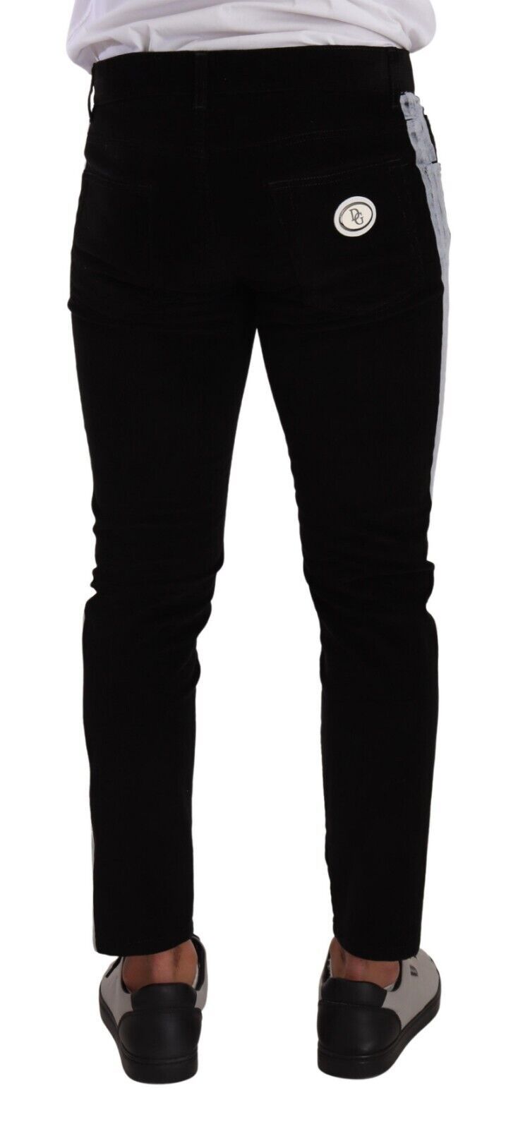 Jeans skinny en corduroy noir en coton extensible de Dolce & Gabbana
