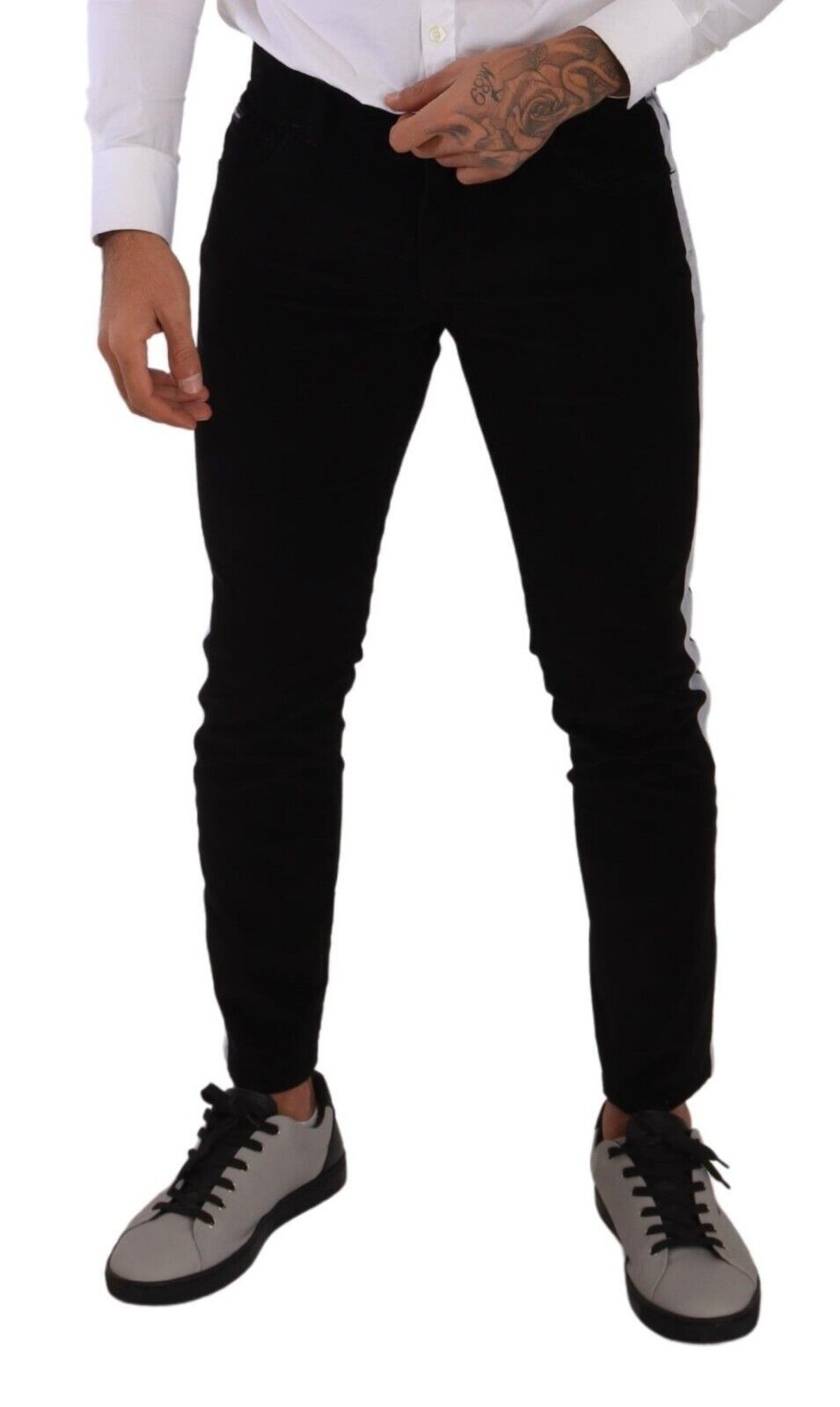 Jeans skinny en corduroy noir en coton extensible de Dolce & Gabbana