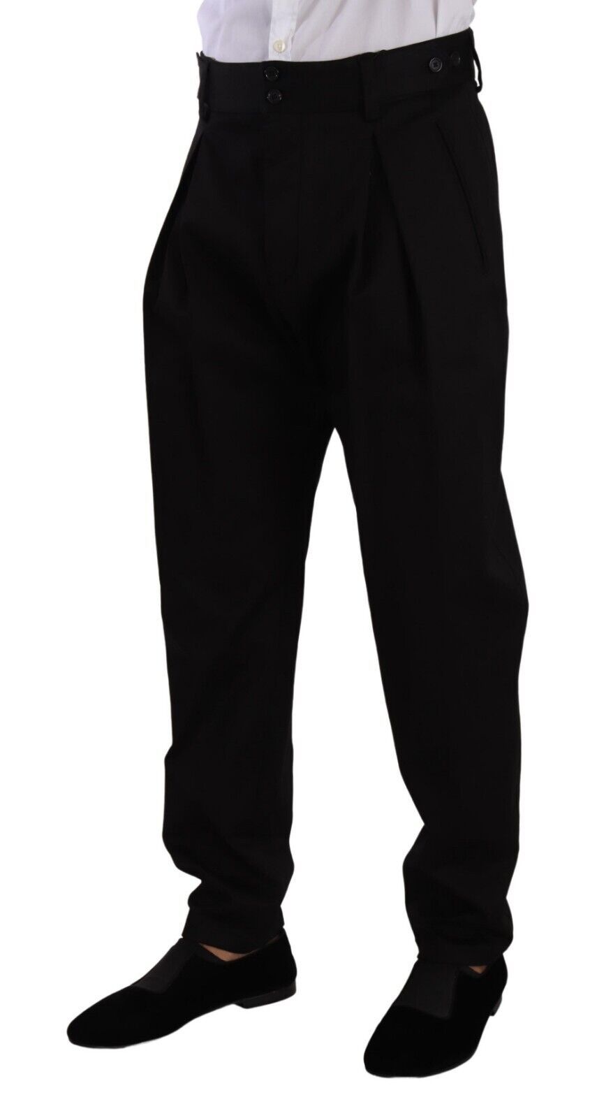 Pantalon-salopette noir en coton à taille haute pour homme de Dolce & Gabbana