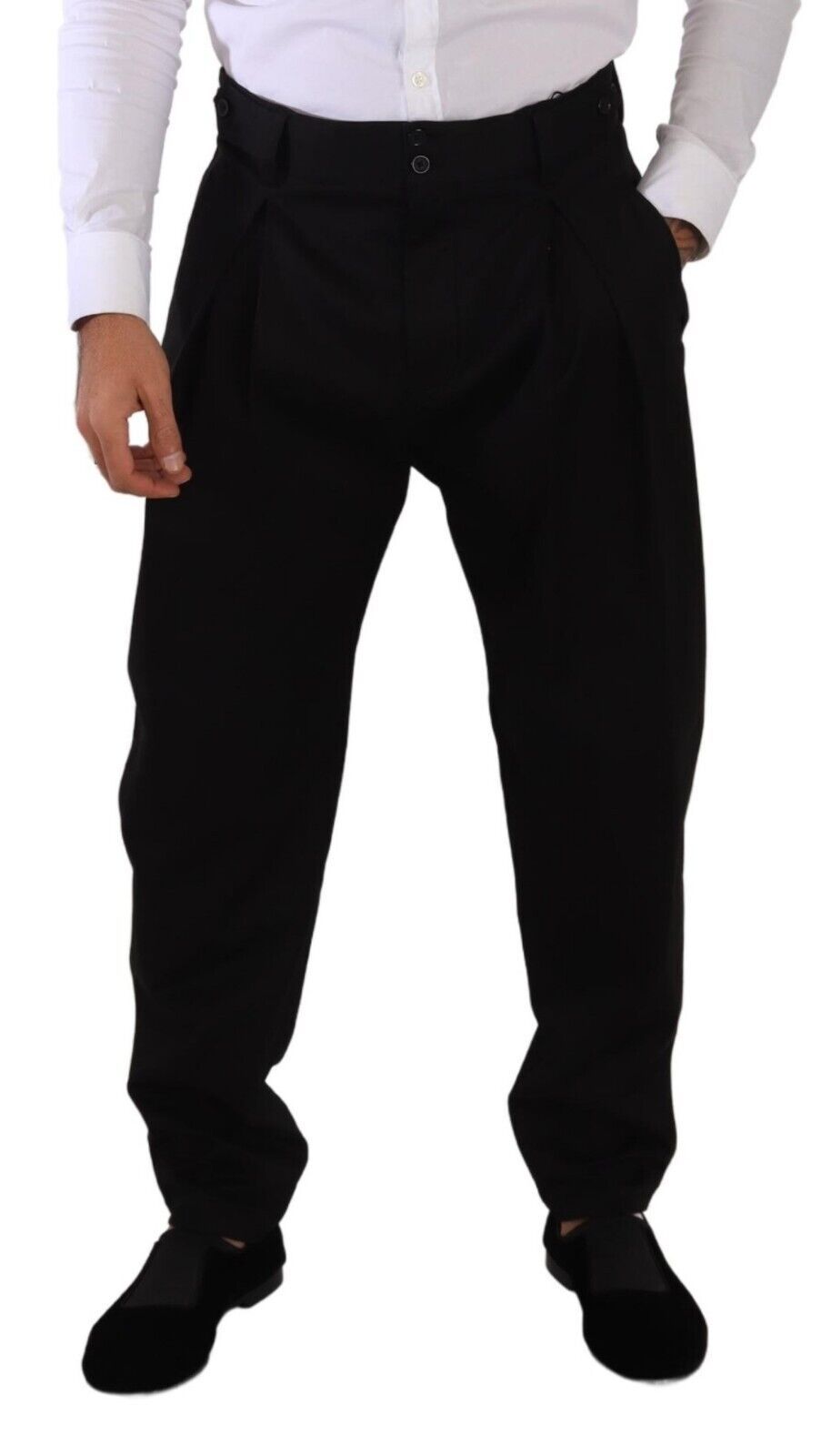 Pantalon-salopette noir en coton à taille haute pour homme de Dolce & Gabbana
