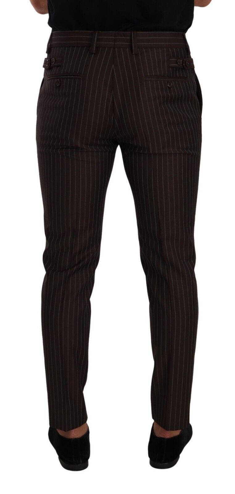 Pantalon-tailleur habillé en laine rayée marron de Dolce & Gabbana