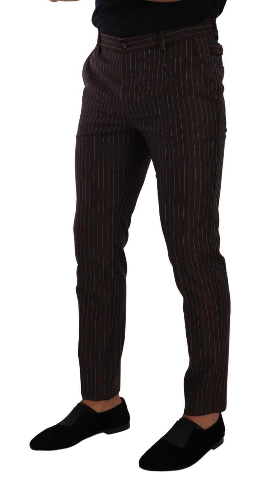 Pantalon-tailleur habillé en laine rayée marron de Dolce & Gabbana