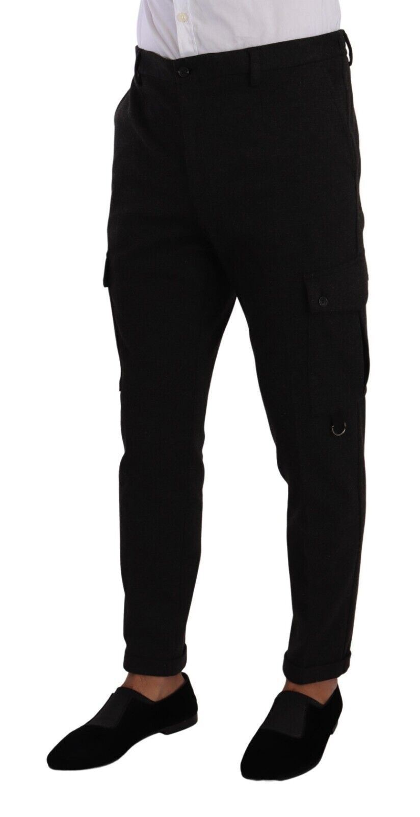 Pantalon cargo skinny noir en viscose Dolce & Gabbana pour homme