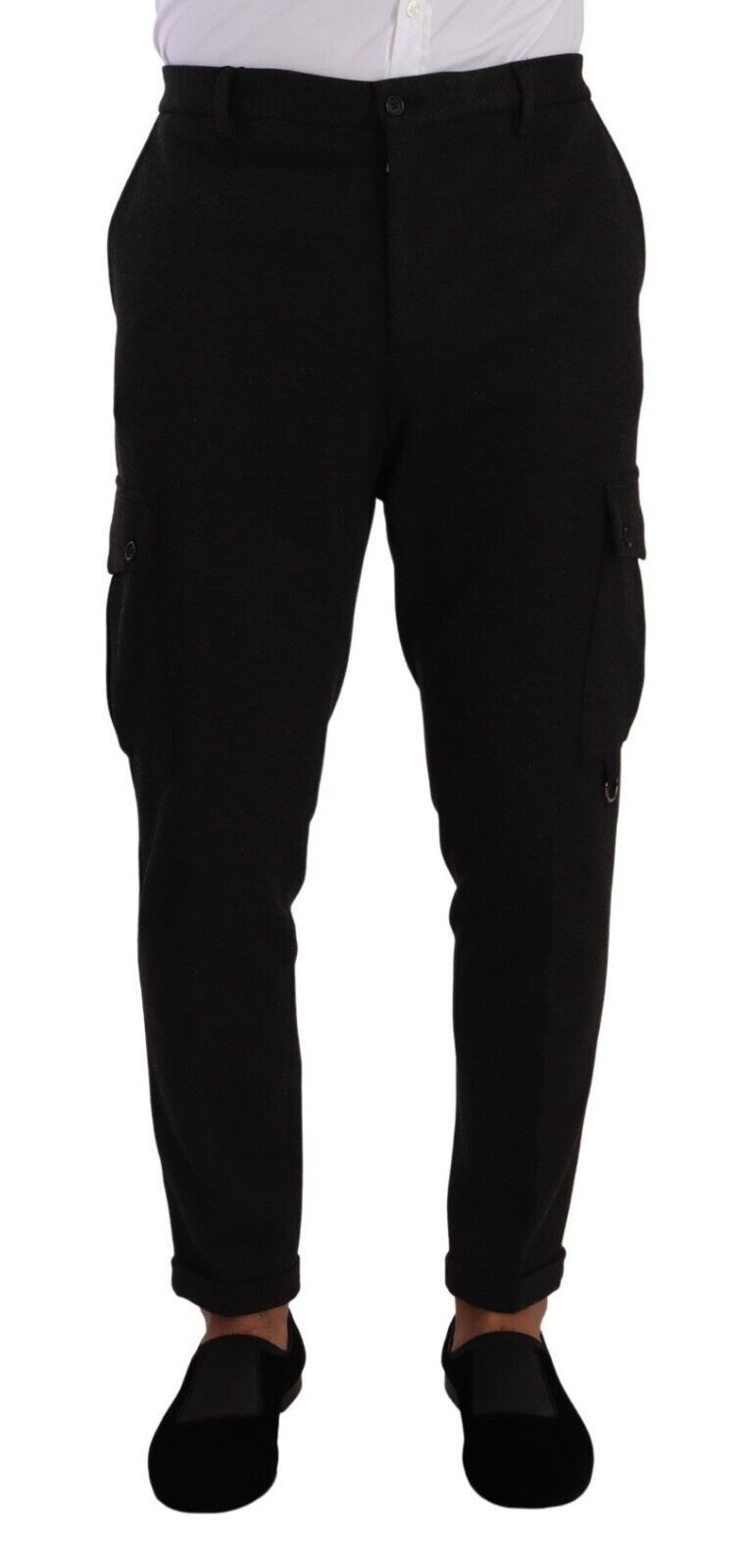 Pantalon cargo skinny noir en viscose Dolce & Gabbana pour homme