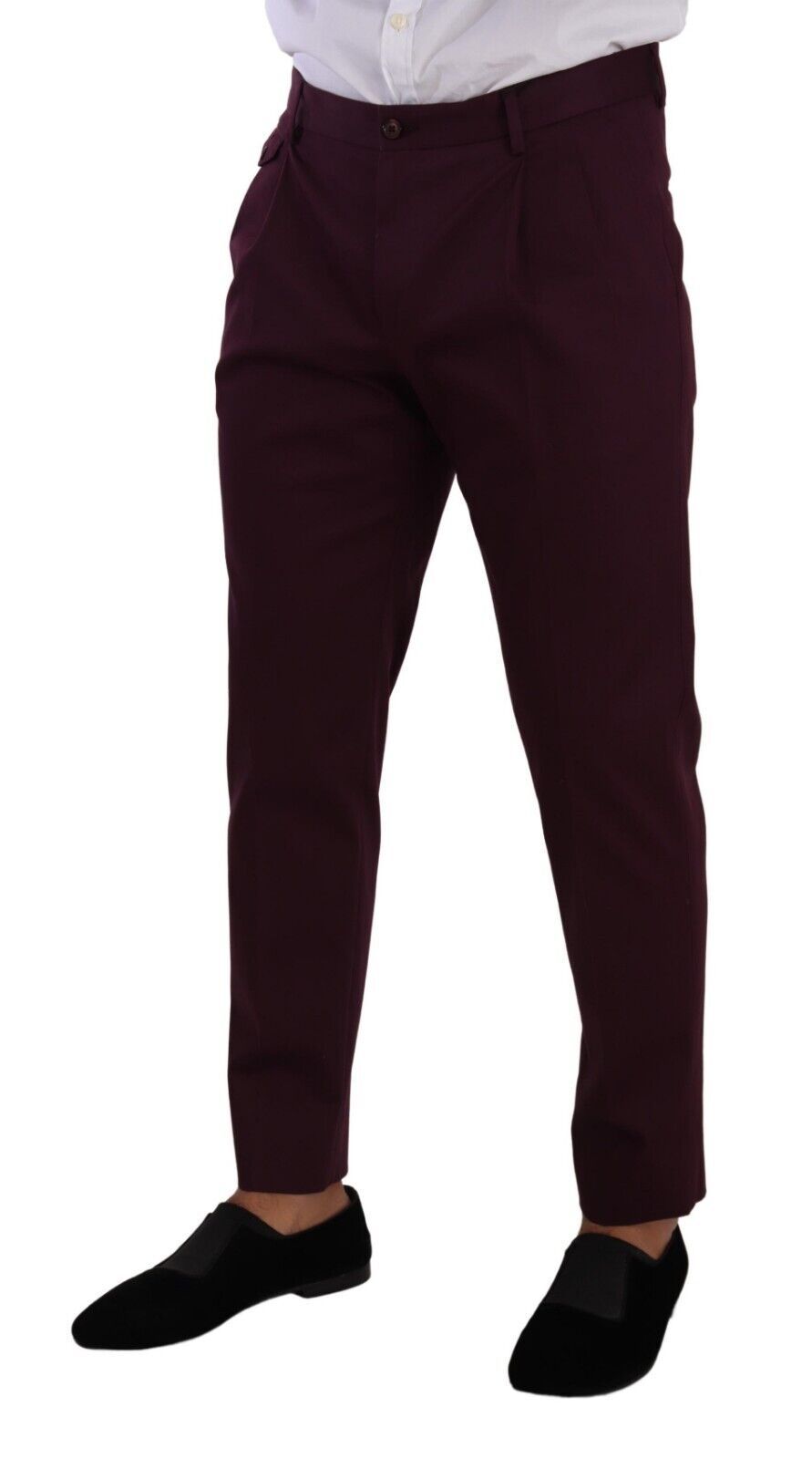 Pantalon tailleur chino fuselé en coton violet de Dolce & Gabbana