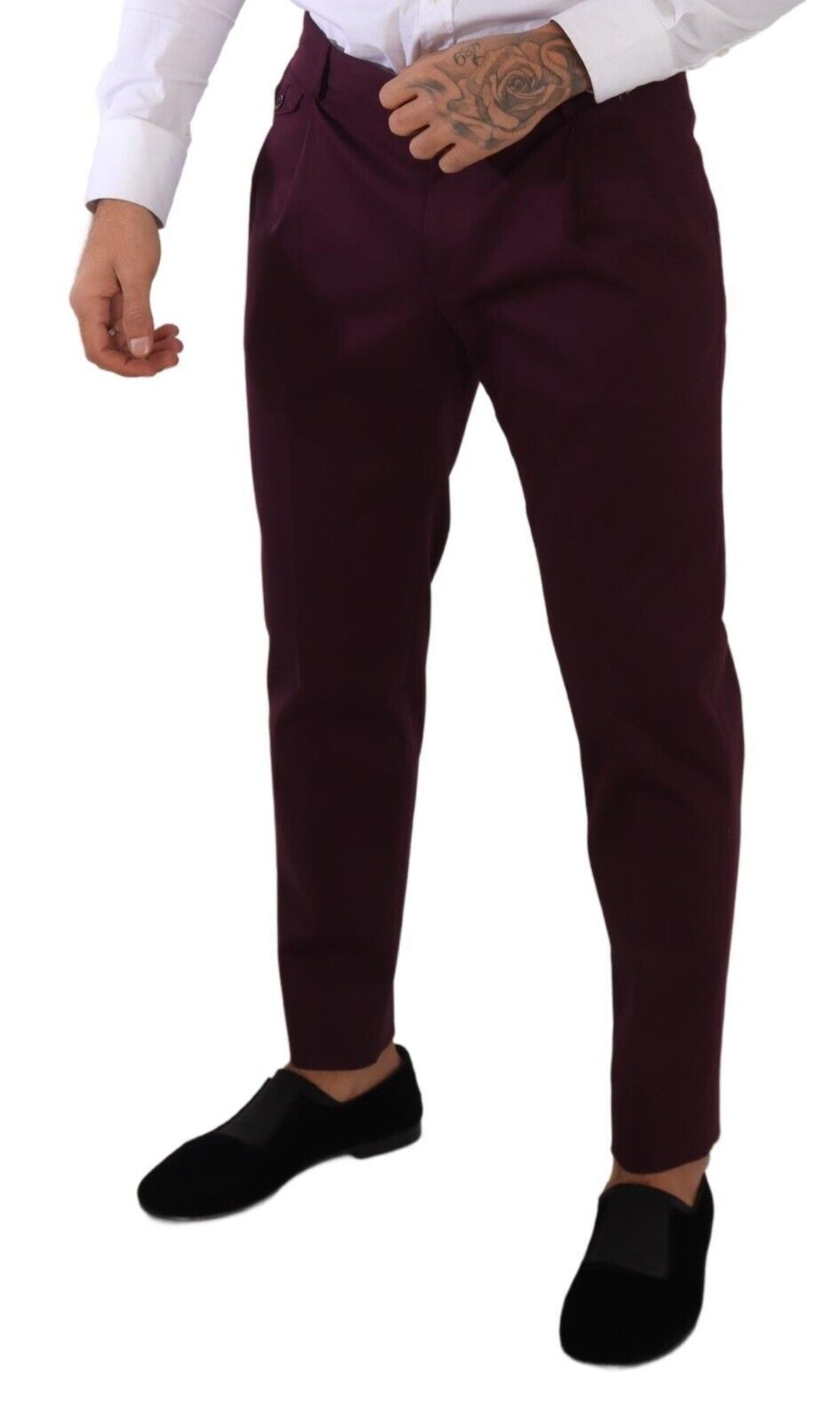 Pantalon tailleur chino fuselé en coton violet de Dolce & Gabbana