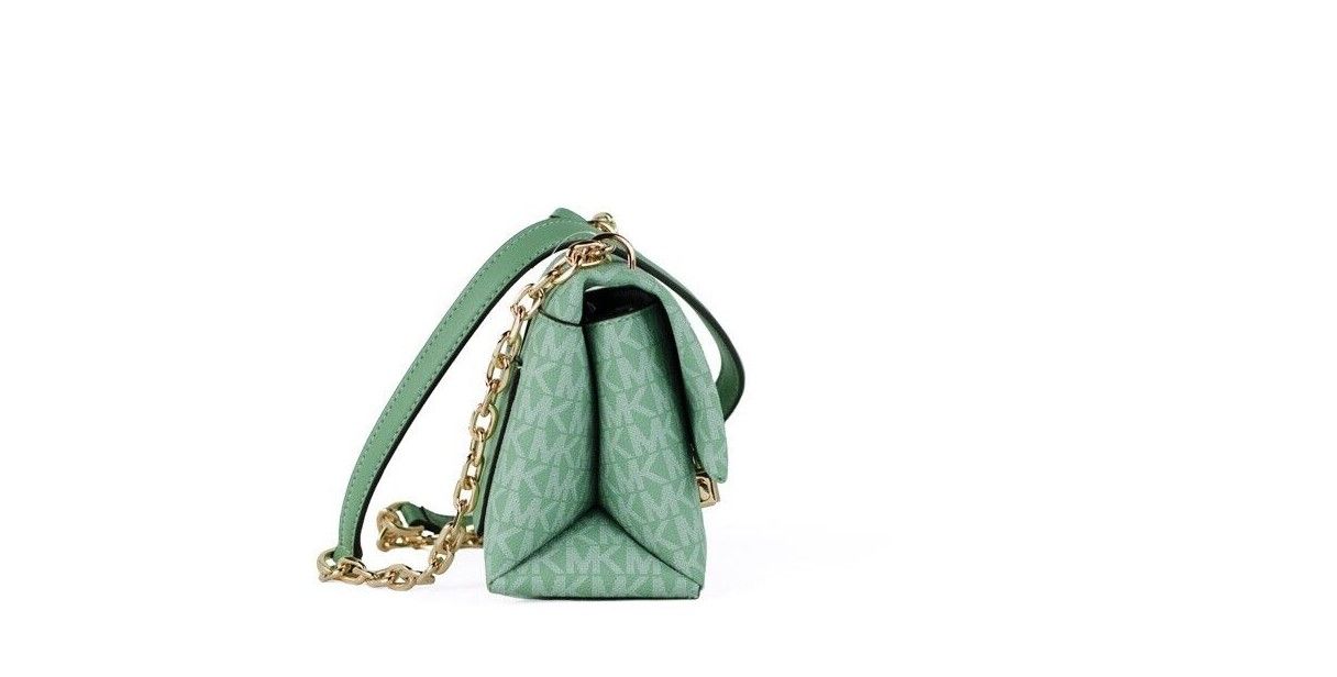Michael Kors Cece kleine, zee-groene, Signature PVC converteerbare flap-crossbody tas