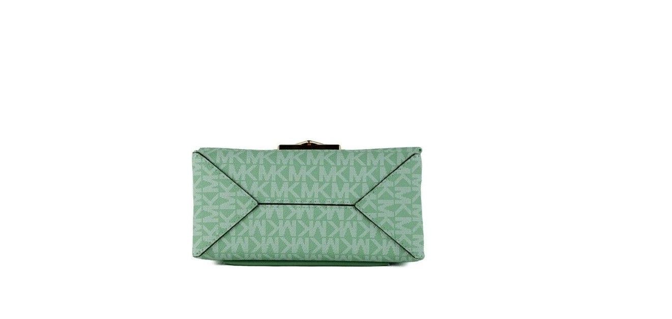 Michael Kors Cece kleine, zee-groene, Signature PVC converteerbare flap-crossbody tas
