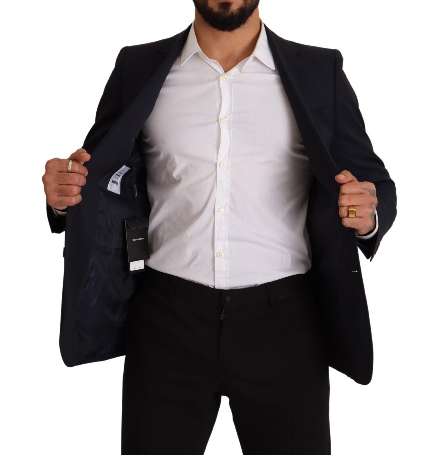 Dolce & Gabbana, manteau bleu foncé à simple boutonnage, blazer MARTINI.