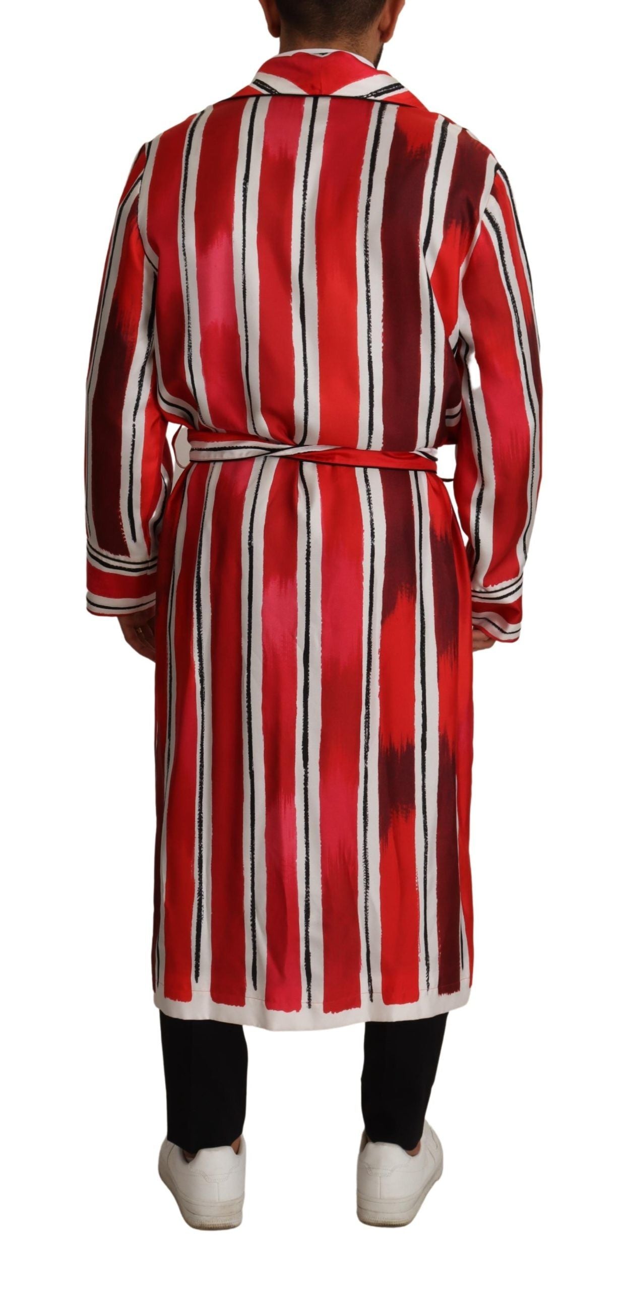 Peignoir de nuit en soie rayé rouge et blanc pour homme Dolce & Gabbana