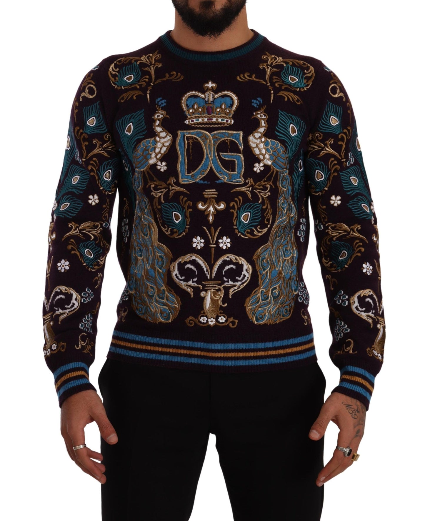 Pull en cachemire bordeaux brodé du logo DG de Dolce & Gabbana