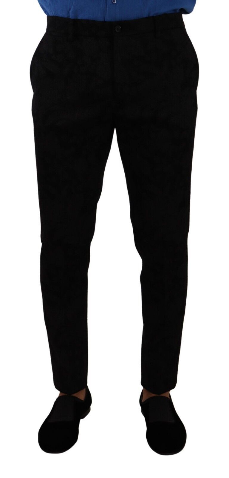 Pantalon tailleur slim noir en brocart de Dolce & Gabbana