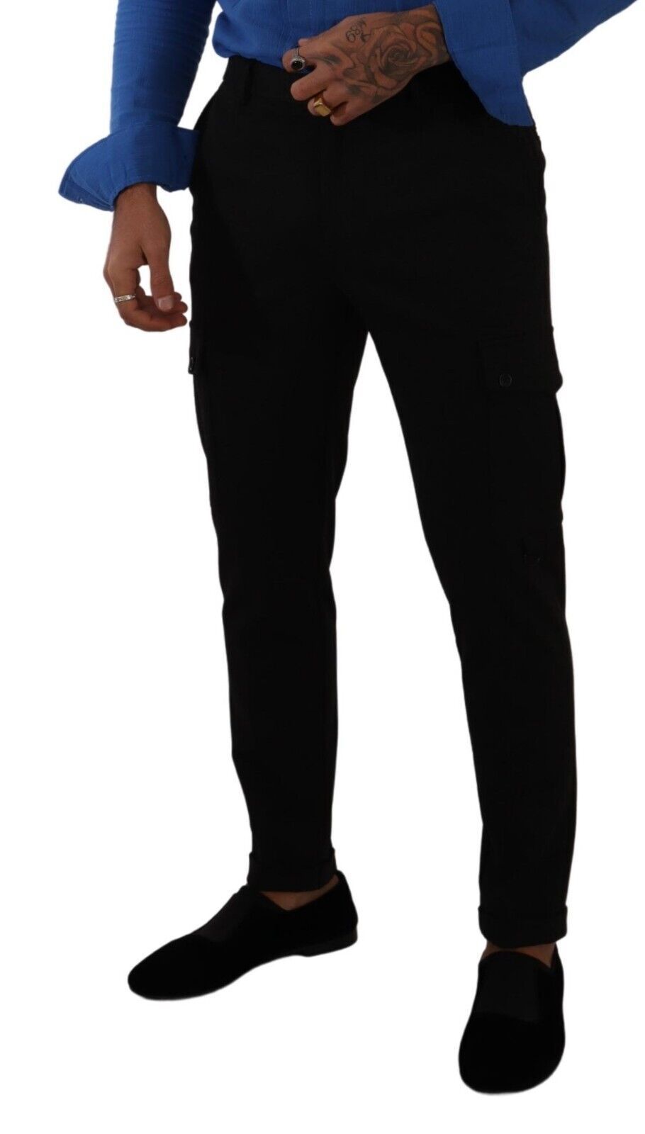 Pantalon cargo skinny en viscose noire Dolce & Gabbana