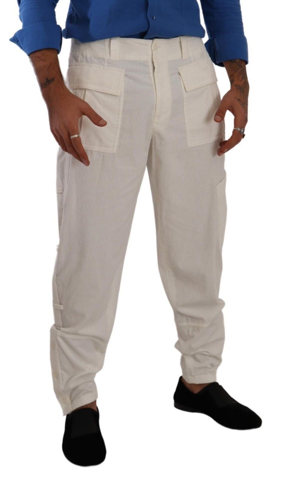 Dolce & Gabbana Cargo broek van katoenen corduroy in gebroken wit