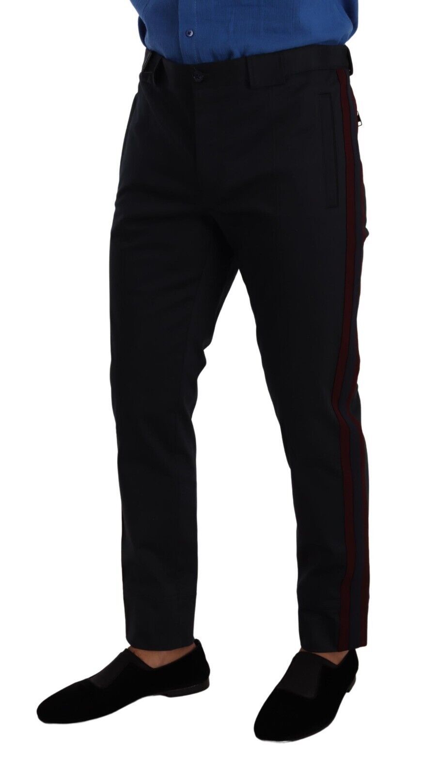Pantalon chino skinny en coton bleu Bordeaux de Dolce & Gabbana