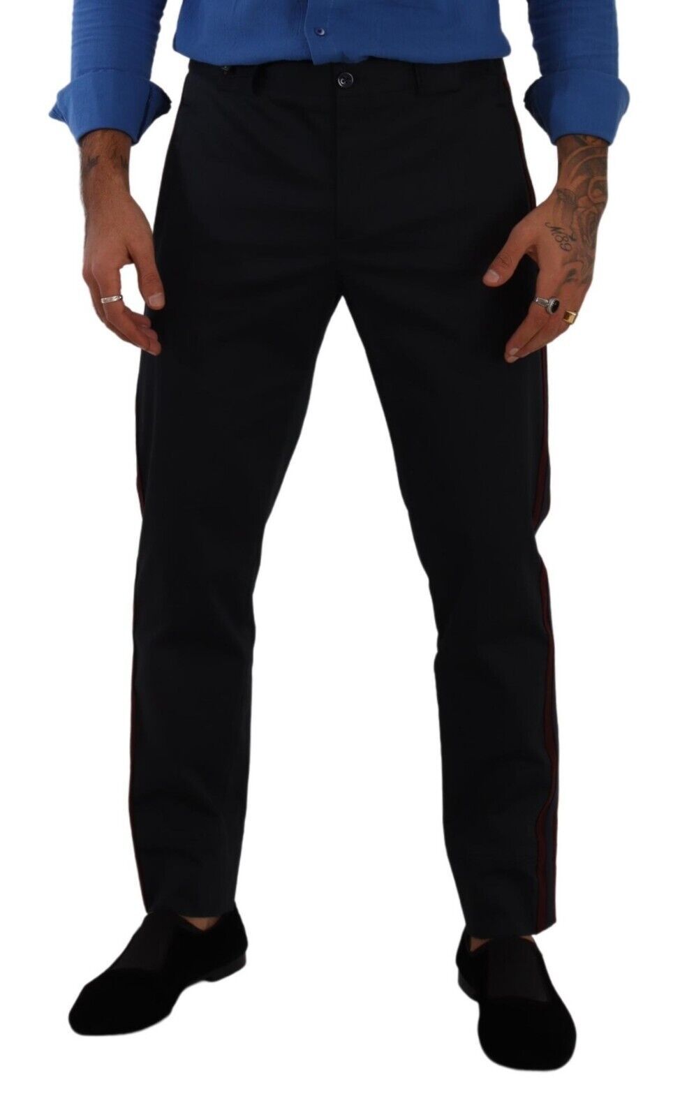 Pantalon chino skinny en coton bleu Bordeaux de Dolce & Gabbana