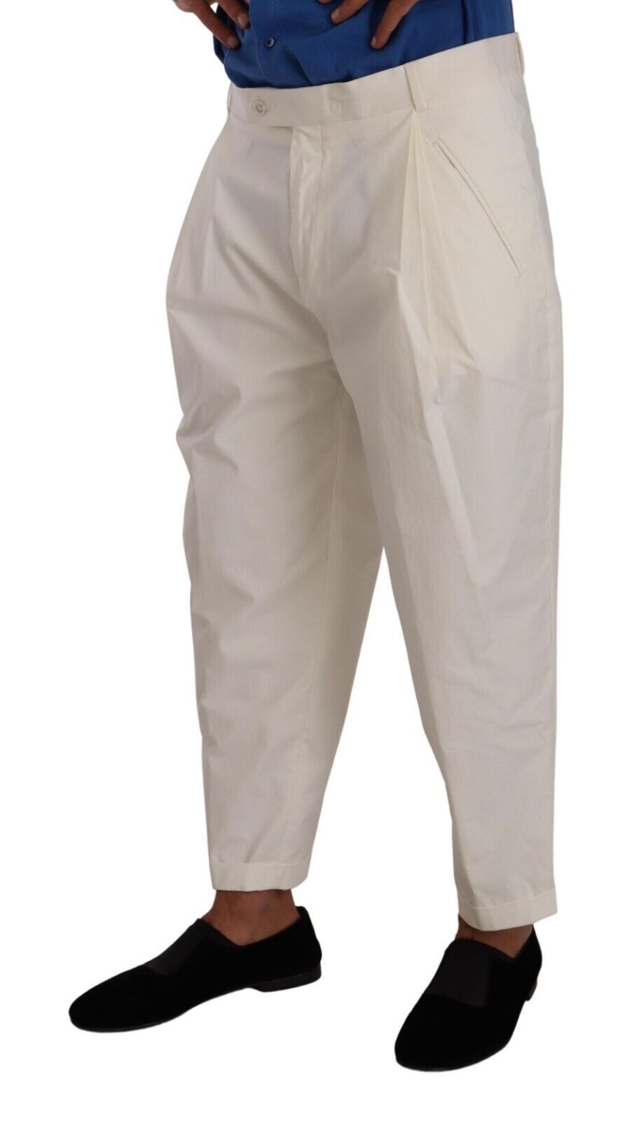 Pantalon tailleur droit pour homme en coton blanc Dolce & Gabbana