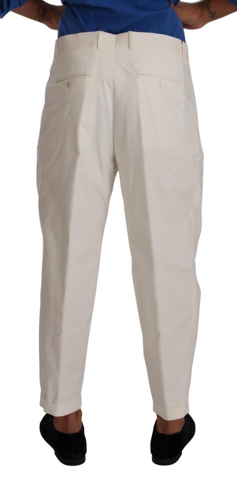 Pantalon tailleur droit pour homme en coton blanc Dolce & Gabbana