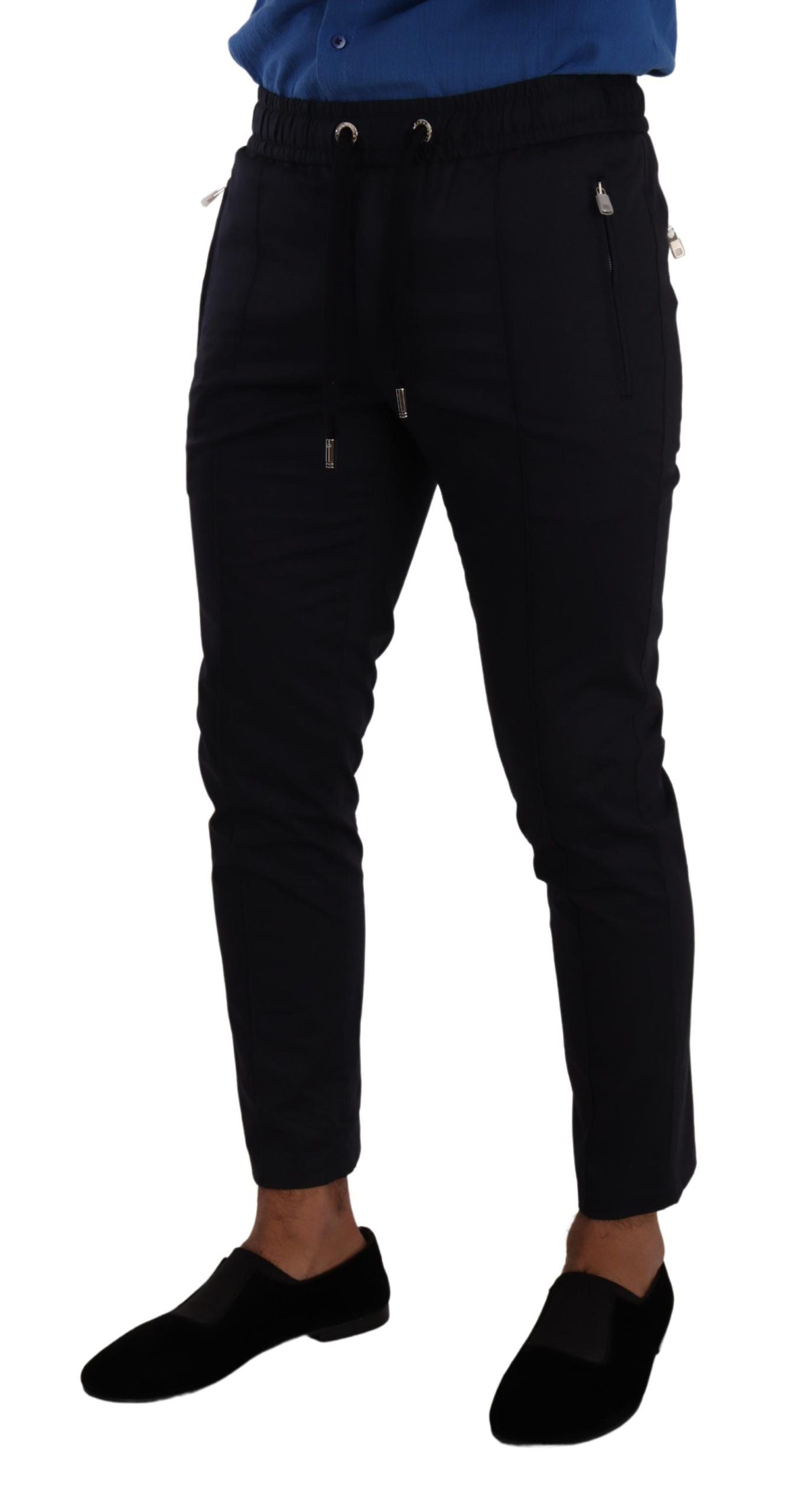 Pantalon jogging en coton extensible bleu Dolce & Gabbana