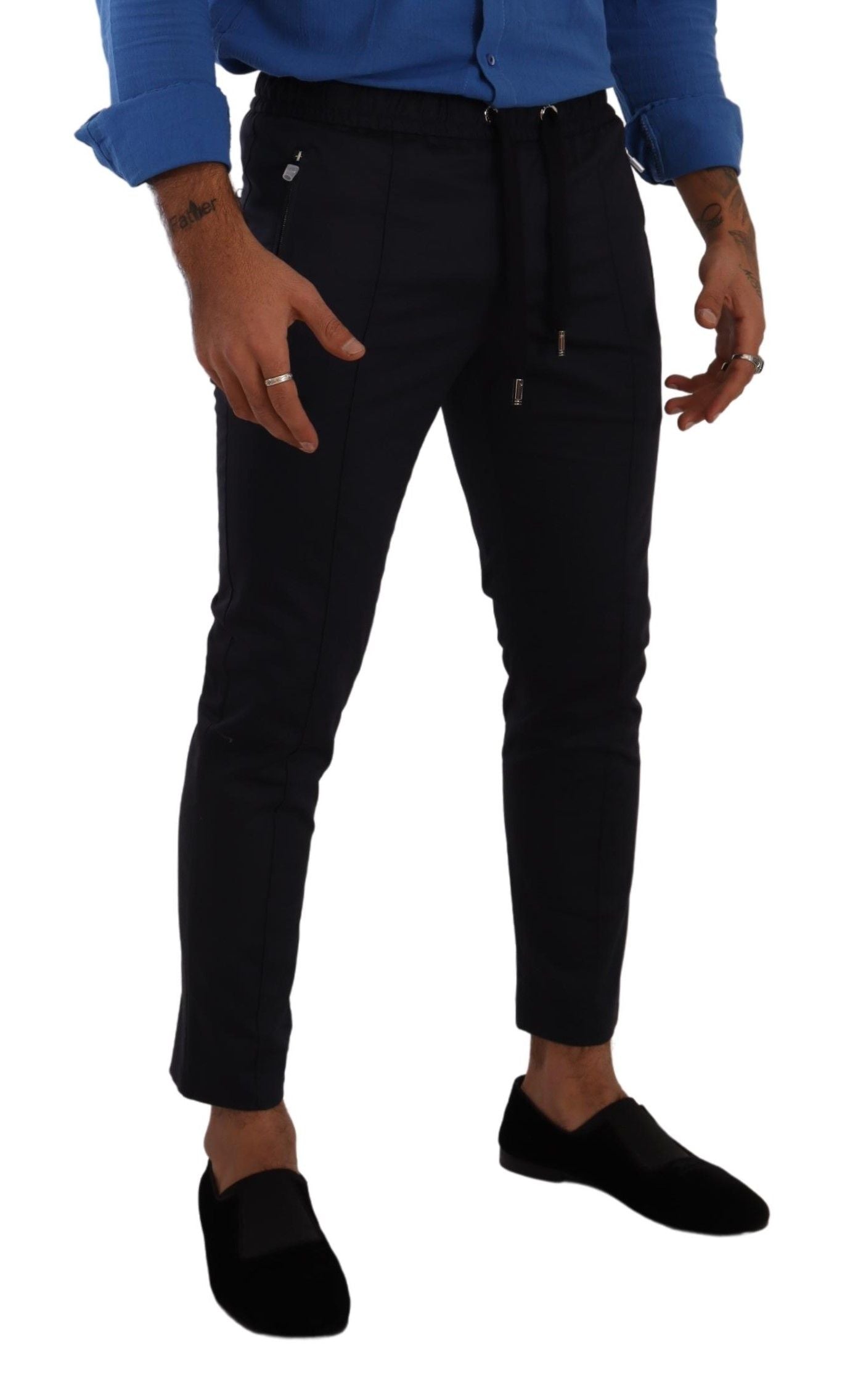 Pantalon jogging en coton extensible bleu Dolce & Gabbana