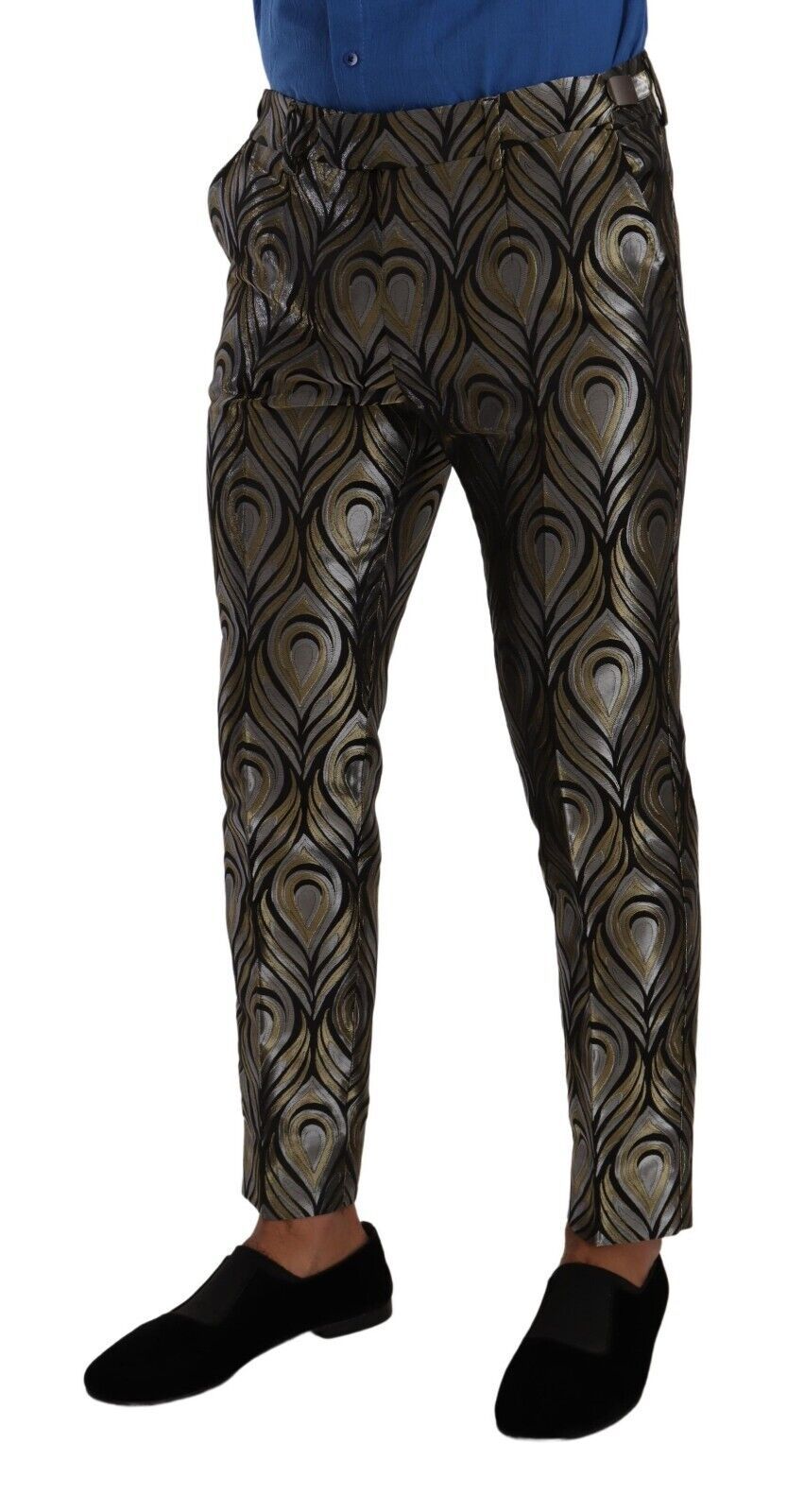 Pantalon-salopette jacquard argent et or pour homme de Dolce & Gabbana