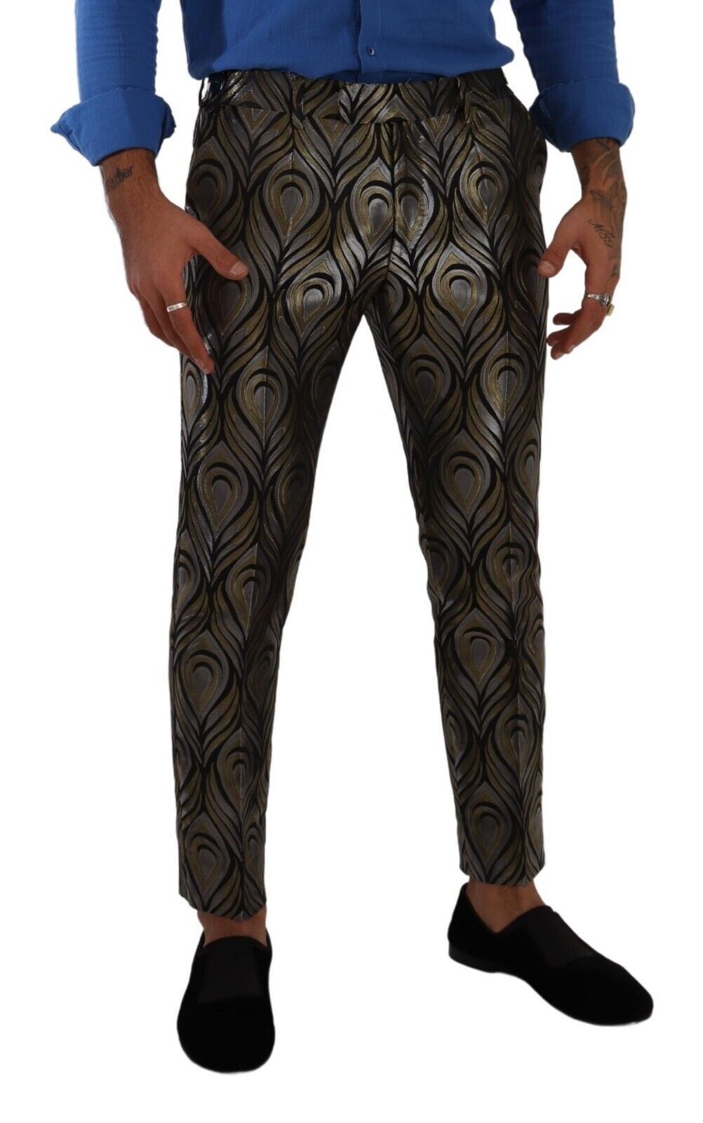 Pantalon-salopette jacquard argent et or pour homme de Dolce & Gabbana