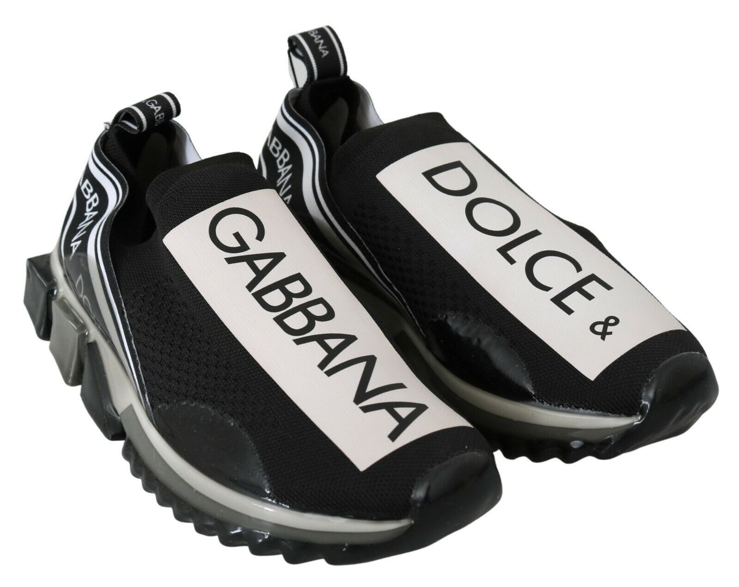 Sneakers Sorrento en cuir et textile noir et blanc de Dolce & Gabbana