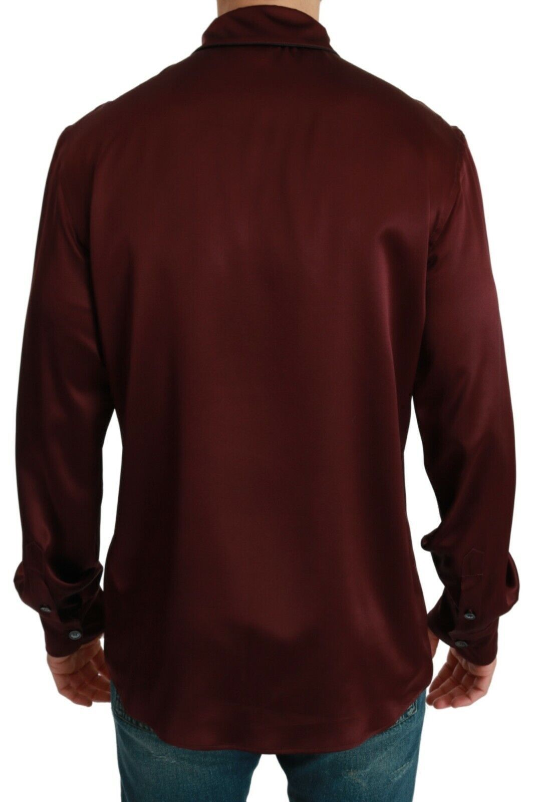 Chemise décontractée en soie bordeaux, style pyjama, Dolce & Gabbana