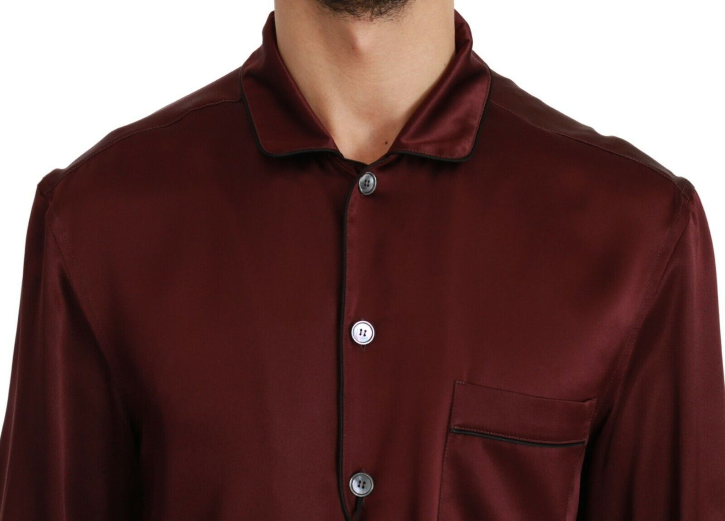Chemise décontractée en soie bordeaux, style pyjama, Dolce & Gabbana