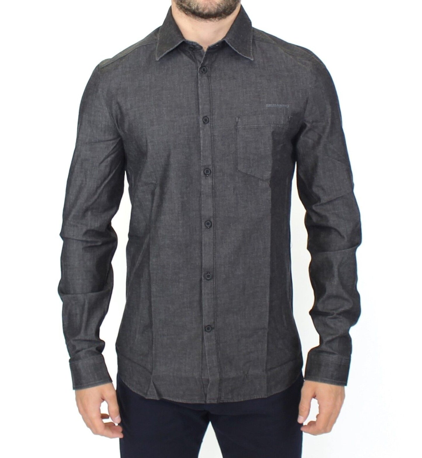 Chemise en jean délavé gris stretch en coton casual Ermanno Scervino