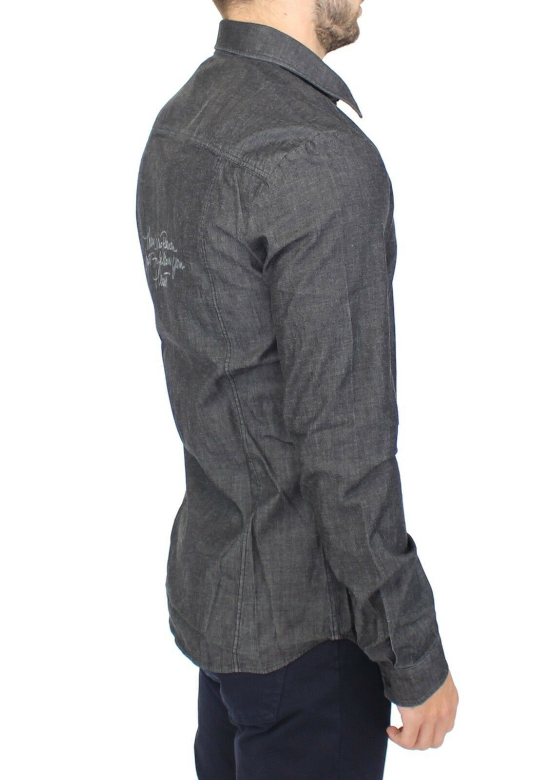 Chemise en jean délavé gris stretch en coton casual Ermanno Scervino